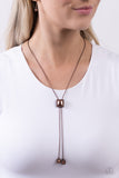 I Solemnly SQUARE - Copper Necklace - Paparazzi Accessories Necklace Bedazzle Me Pretty Mobile Fashion Boutique