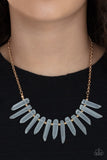Ice Age Intensity - Gold Necklace - Paparazzi Accessories Necklace Bedazzle Me Pretty Mobile Fashion Boutique