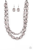 Ice Bank - Black Necklace - Paparazzi Accessories Necklace Bedazzle Me Pretty Mobile Fashion Boutique