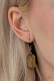 Ice Bank - Brass Necklace - Paparazzi Accessories Necklace Bedazzle Me Pretty Mobile Fashion Boutique