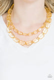Ice Bank - Gold Necklace - Paparazzi Accessories Necklace Bedazzle Me Pretty Mobile Fashion Boutique