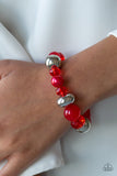 Ice Ice-Breaker - Red Bracelet - Paparazzi Accessories Bracelet Bedazzle Me Pretty Mobile Fashion Boutique