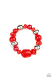 Ice Ice-Breaker - Red Bracelet - Paparazzi Accessories Bracelet Bedazzle Me Pretty Mobile Fashion Boutique