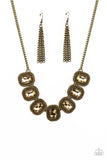 Iced Iron - Brass Necklace - Paparazzi Accessories Necklace Bedazzle Me Pretty Mobile Fashion Boutique