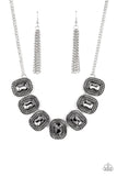 Iced Iron - Silver Necklace - Paparazzi Accessories Necklace Bedazzle Me Pretty Mobile Fashion Boutique