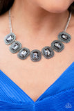 Iced Iron - Silver Necklace - Paparazzi Accessories Necklace Bedazzle Me Pretty Mobile Fashion Boutique