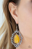 Icy Eden - Yellow Earrings - Paparazzi Accessories Earrings Bedazzle Me Pretty Mobile Fashion Boutique
