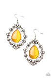 Icy Eden - Yellow Earrings - Paparazzi Accessories Earrings Bedazzle Me Pretty Mobile Fashion Boutique