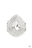 Icy Indulgence - White Ring - Paparazzi Accessories Ring Bedazzle Me Pretty Mobile Fashion Boutique