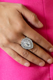 Icy Indulgence - White Ring - Paparazzi Accessories Ring Bedazzle Me Pretty Mobile Fashion Boutique