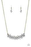 Icy Intensity - Brass Necklace - Paparazzi Accessories Necklace Bedazzle Me Pretty Mobile Fashion Boutique