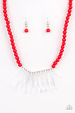 Icy Intimidation - Red Necklace - Paparazzi Accessories Necklace Bedazzle Me Pretty Mobile Fashion Boutique