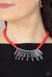 Icy Intimidation - Red Necklace - Paparazzi Accessories Necklace Bedazzle Me Pretty Mobile Fashion Boutique