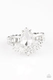 If The Crown Fits - White Ring - Paparazzi Accessories Ring Bedazzle Me Pretty Mobile Fashion Boutique