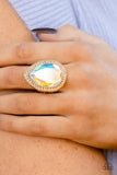 Illuminated Icon - Gold Ring - Paparazzi Accessories Ring Bedazzle Me Pretty Mobile Fashion Boutique