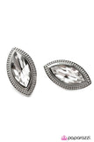 Im A Flirt - White Earrings - Paparazzi Accessories Earrings Bedazzle Me Pretty Mobile Fashion Boutique