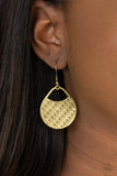 Im Sensing a Pattern Here - Brass Earrings - Paparazzi Accessories Earrings Bedazzle Me Pretty Mobile Fashion Boutique