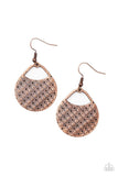 Im Sensing a Pattern Here - Copper Earrings - Paparazzi Accessories Earrings Bedazzle Me Pretty Mobile Fashion Boutique