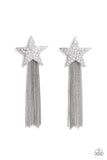 Superstar Solo - White Earrings - Paparazzi Accessories