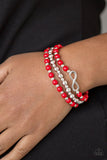 Immeasurably Infinite - Red Bracelet - Paparazzi Accessories Bracelet Bedazzle Me Pretty Mobile Fashion Boutique