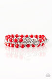 Immeasurably Infinite - Red Bracelet - Paparazzi Accessories Bracelet Bedazzle Me Pretty Mobile Fashion Boutique