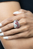 Imperial Incandescence - Red Ring - Paparazzi Accessories Ring FS-Bedazzle Me Pretty Mobile Fashion Boutique