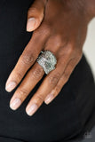 Imperial Industrialism - Black Ring - Paparazzi Accessories Ring Bedazzle Me Pretty Mobile Fashion Boutique