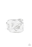 Imperial Industrialism - White Ring - Paparazzi Accessories Ring Bedazzle Me Pretty Mobile Fashion Boutique