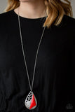 Impressive Edge - Red Necklace - Paparazzi Accessories Necklace Bedazzle Me Pretty Mobile Fashion Boutique
