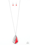Impressive Edge - Red Necklace - Paparazzi Accessories Necklace Bedazzle Me Pretty Mobile Fashion Boutique