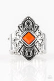 Impressive TREK Record - Orange Ring - Paparazzi Accessories Ring Bedazzle Me Pretty Mobile Fashion Boutique