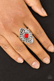 Impressive TREK Record - Red Ring - Paparazzi Accessories Ring Bedazzle Me Pretty Mobile Fashion Boutique
