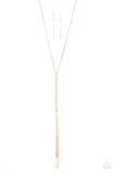 Impressively Icy - Gold Necklace - Paparazzi Accessories Necklace Bedazzle Me Pretty Mobile Fashion Boutique