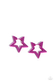 In A Galaxy STAR, STAR Away - Pink Earrings - Paparazzi Accessories Earrings Bedazzle Me Pretty Mobile Fashion Boutique