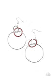 In An Orderly Fashion - Red Earrings - Paparazzi Accessories Earrings Bedazzle Me Pretty Mobile Fashion Boutique