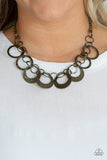 In Full Orbit  - Brass Necklace - Paparazzi Accessories Necklace Bedazzle Me Pretty Mobile Fashion Boutique