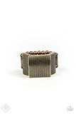 In GRATE Measure - Brass Ring - Paparazzi Accessories Ring Bedazzle Me Pretty Mobile Fashion Boutique