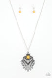 Inde-PENDANT Idol - Yellow Necklace - Paparazzi Accessories Necklace Bedazzle Me Pretty Mobile Fashion Boutique