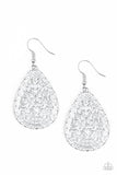 Indie Idol - White Earrings - Paparazzi Accessories Earrings Bedazzle Me Pretty Mobile Fashion Boutique