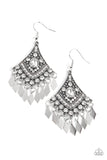 Indie Iridescence - White Earrings - Paparazzi Accessories Earrings Bedazzle Me Pretty Mobile Fashion Boutique