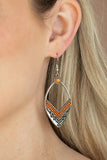 Indigenous Intentions - Orange Earrings - Paparazzi Accessories Earrings Bedazzle Me Pretty Mobile Fashion Boutique