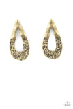 Industrial Antiquity - Brass Post Earrings - Paparazzi Accessories Post Earrings Bedazzle Me Pretty Mobile Fashion Boutique