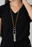 Industrial Conquest - Yellow Necklace - Paparazzi Accessories Necklace Bedazzle Me Pretty Mobile Fashion Boutique