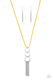 Industrial Conquest - Yellow Necklace - Paparazzi Accessories Necklace Bedazzle Me Pretty Mobile Fashion Boutique