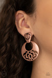Industrial Eden - Copper Clip-On Earrings - Paparazzi Accessories Clip-On Earrings Bedazzle Me Pretty Mobile Fashion Boutique
