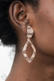 Industrial Gallery - Rose Gold Clip-On Earrings - Paparazzi Accessories Clip-On Earrings Bedazzle Me Pretty Mobile Fashion Boutique