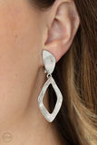 Industrial Gallery - Silver Clip-On Earrings - Paparazzi Accessories Clip-On Earrings Bedazzle Me Pretty Mobile Fashion Boutique