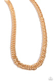 Industrial Ideology - Gold Necklace - Paparazzi Accessories Necklace Bedazzle Me Pretty Mobile Fashion Boutique