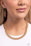 Industrial Ideology - Gold Necklace - Paparazzi Accessories Necklace Bedazzle Me Pretty Mobile Fashion Boutique