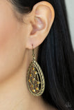 Industrial Incandescence - Brass Earrings - Paparazzi Accessories Earrings Bedazzle Me Pretty Mobile Fashion Boutique